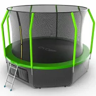 Батут с внутренней сеткой и лестницей EVO JUMP Cosmo 12ft (Green) + нижняя сеть