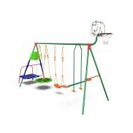 Детский комплекс DFC MULTIPLAY качели: планер, верёвочные, гнездо; мини-батут и баскетбольный щит